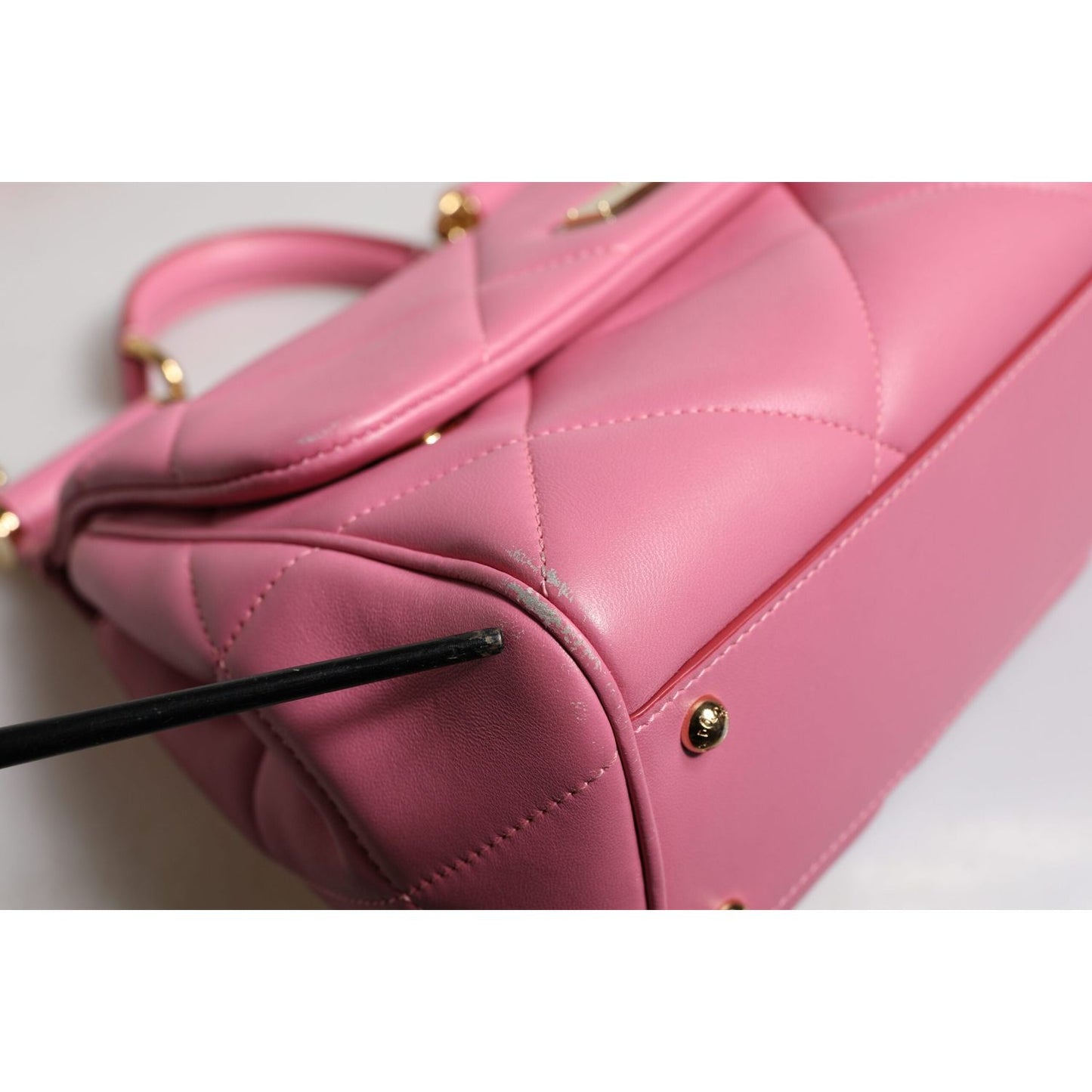 Dolce & Gabbana Pink Leather Sicily Logo Shoulder Satchel Bag
