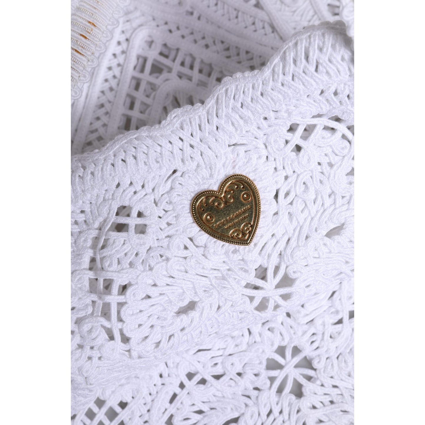 Dolce & Gabbana White Cordonetto Lace Beatrice Tote Shopping Bag BAG4396