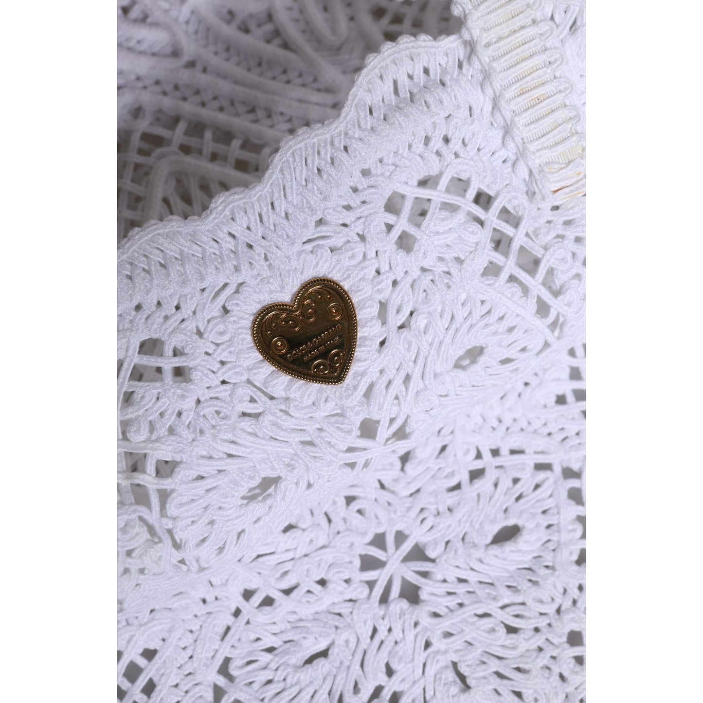 Dolce & Gabbana White Cordonetto Lace Beatrice Tote Shopping Bag BAG4397