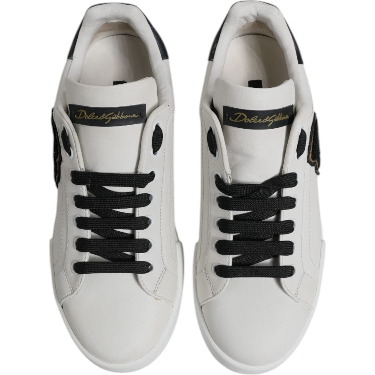 Dolce & Gabbana White Leather DG Logo Low Top Sneakers Shoes