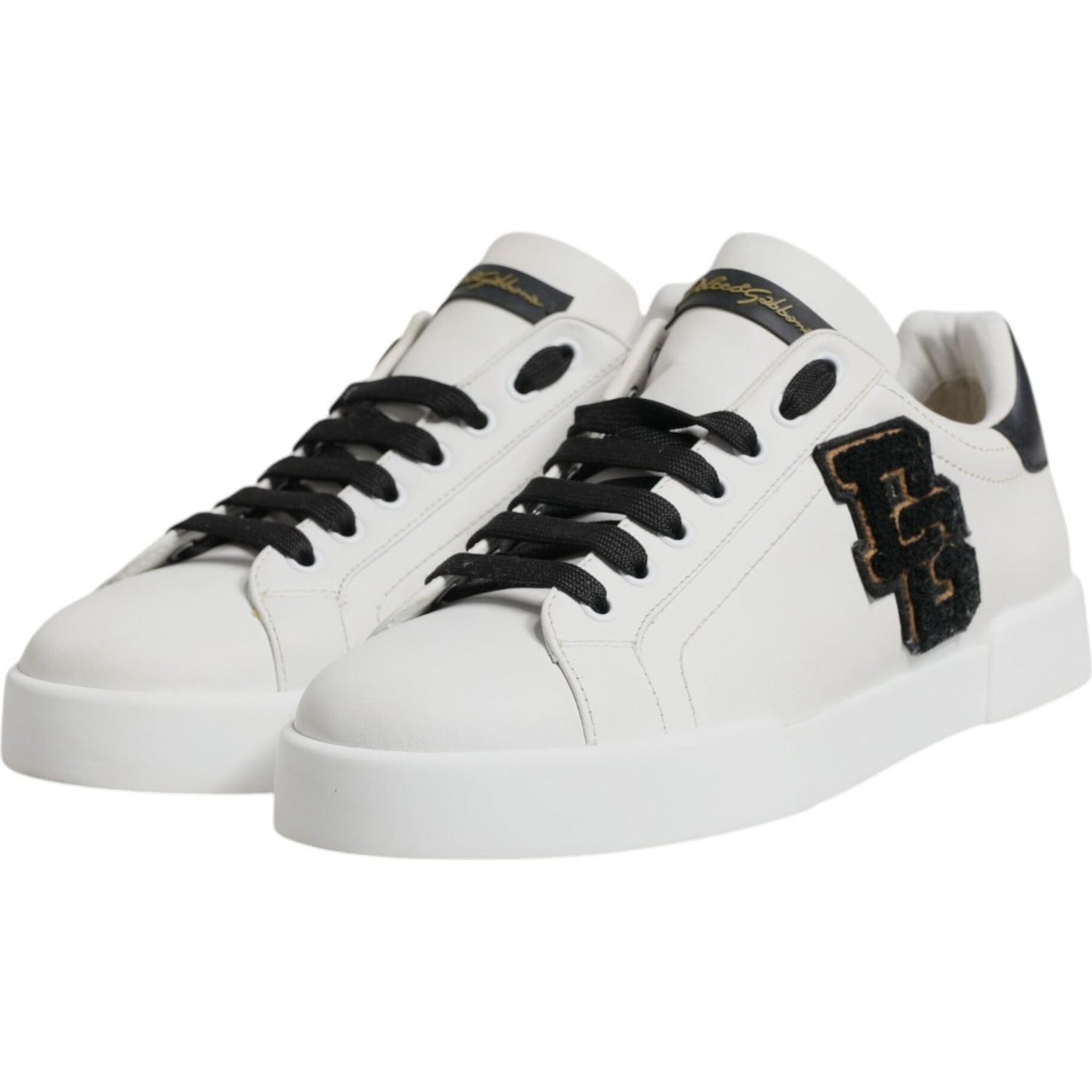 Dolce & Gabbana White Leather DG Logo Low Top Sneakers Shoes