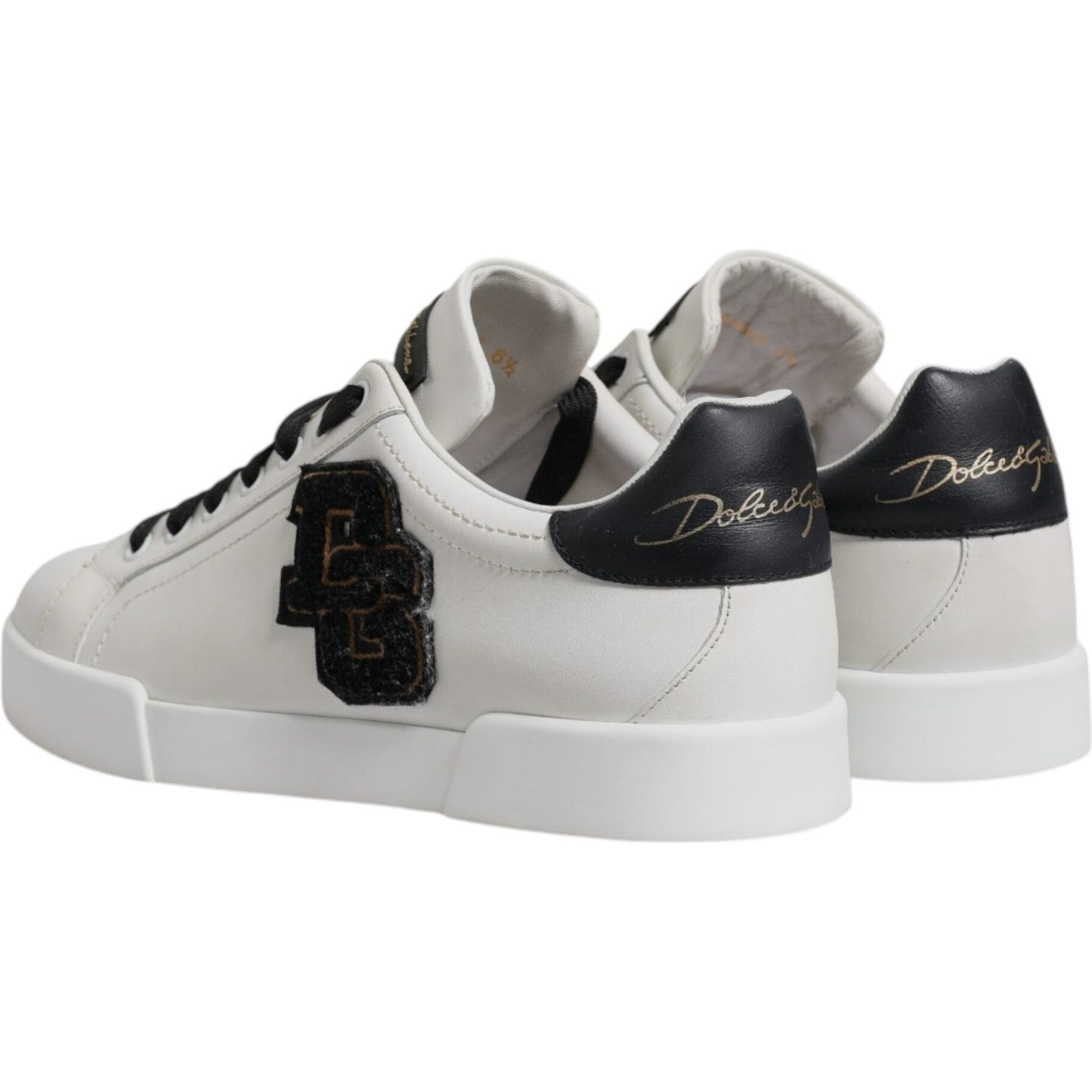 Dolce & Gabbana White Leather DG Logo Low Top Sneakers Shoes