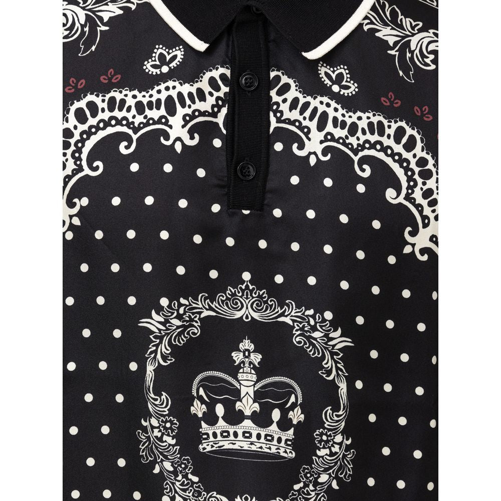 Dolce & Gabbana Black Silk Polo Shirt Dolce & Gabbana Black
