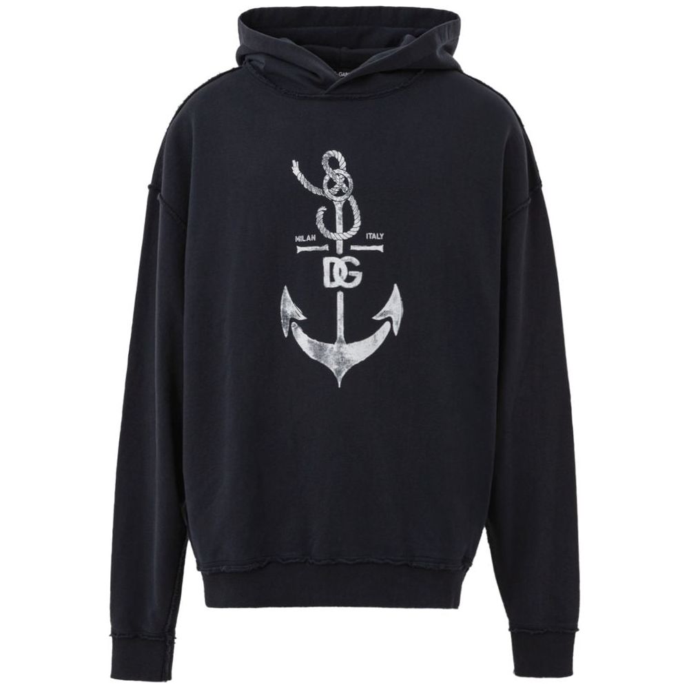 Dolce & Gabbana Blue Cotton Sweater Dolce & Gabbana Black