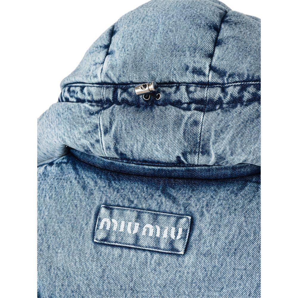 Miu Miu Blue Polyester Jackets & Coat Miu Miu Slate Gray