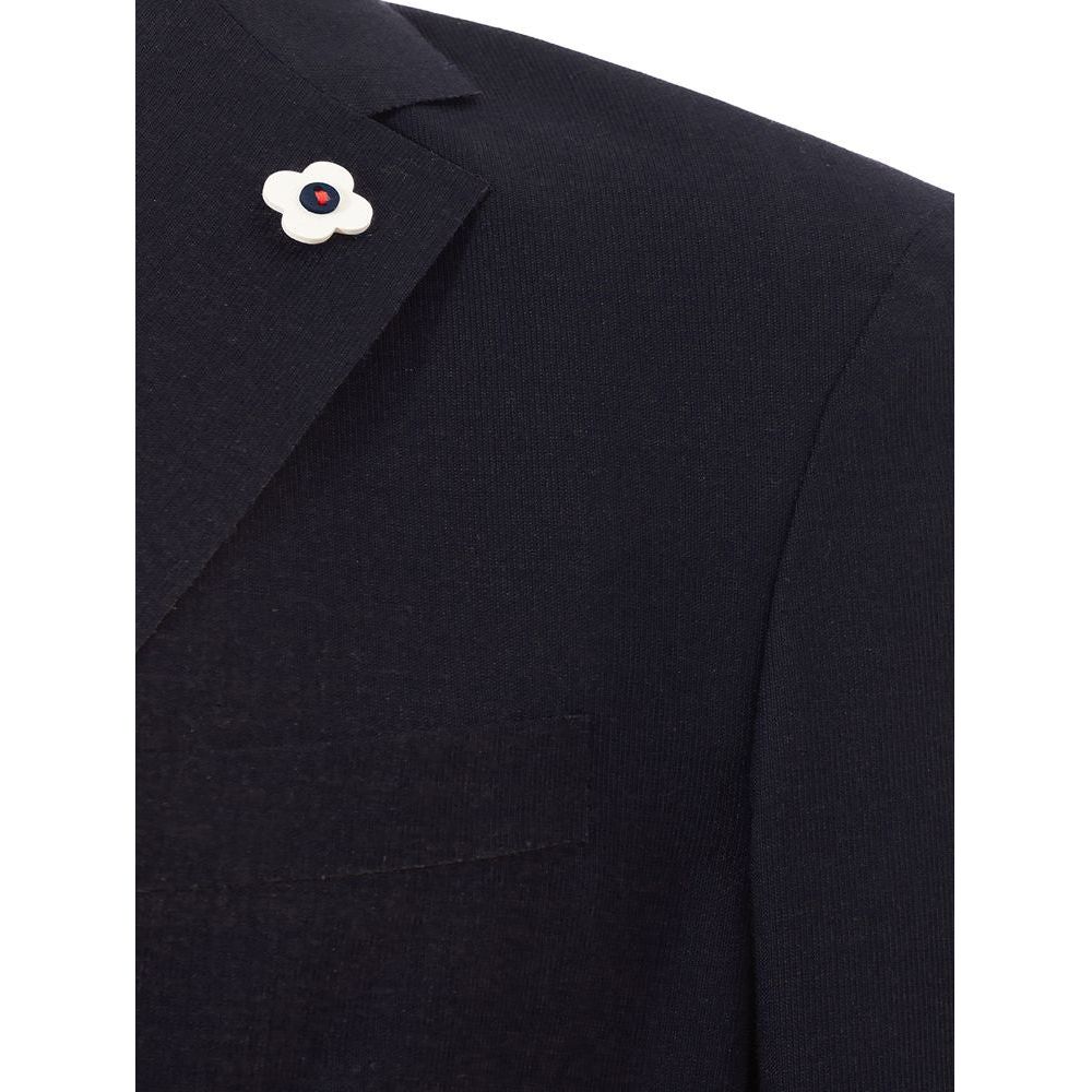 Elegant Blue Cotton Lardini Jacket Lardini Black
