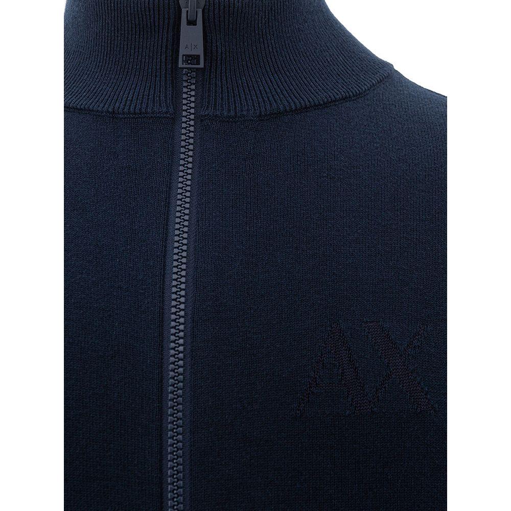Armani Exchange Blue Cotton Sweater Armani Exchange Black
