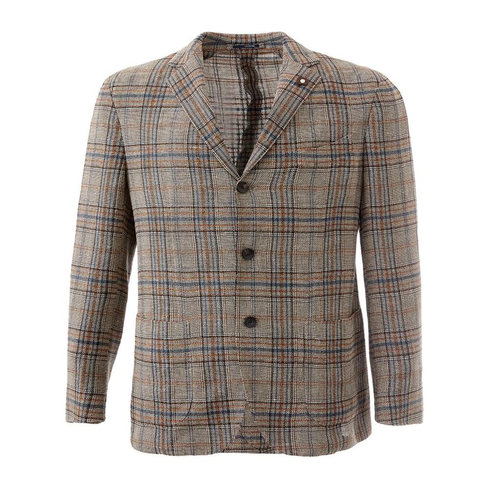 Lardini Elegant Multicolor Linen Jacket Lardini Dim Gray