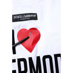 Dolce & Gabbana White Printed Round Neck Top Cotton T-shirt TSH878637-36