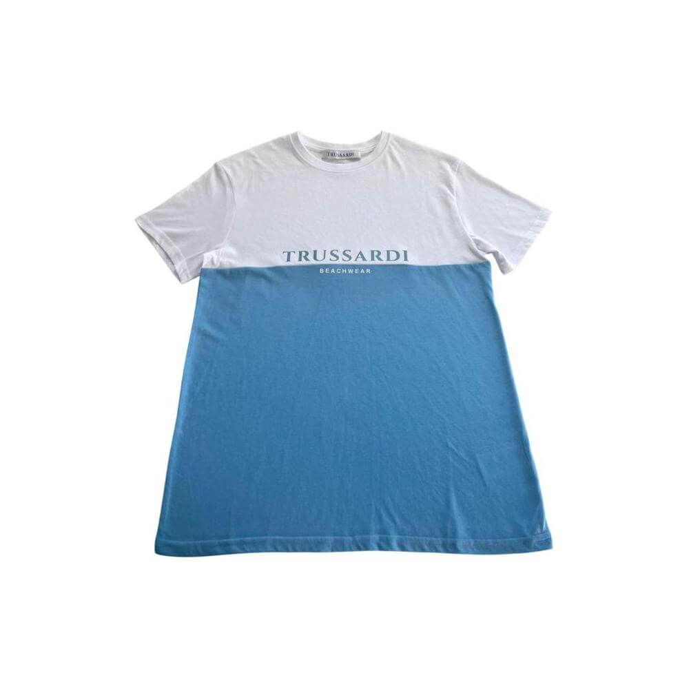 Trussardi Beachwear Light Blue Cotton Men T-Shirt