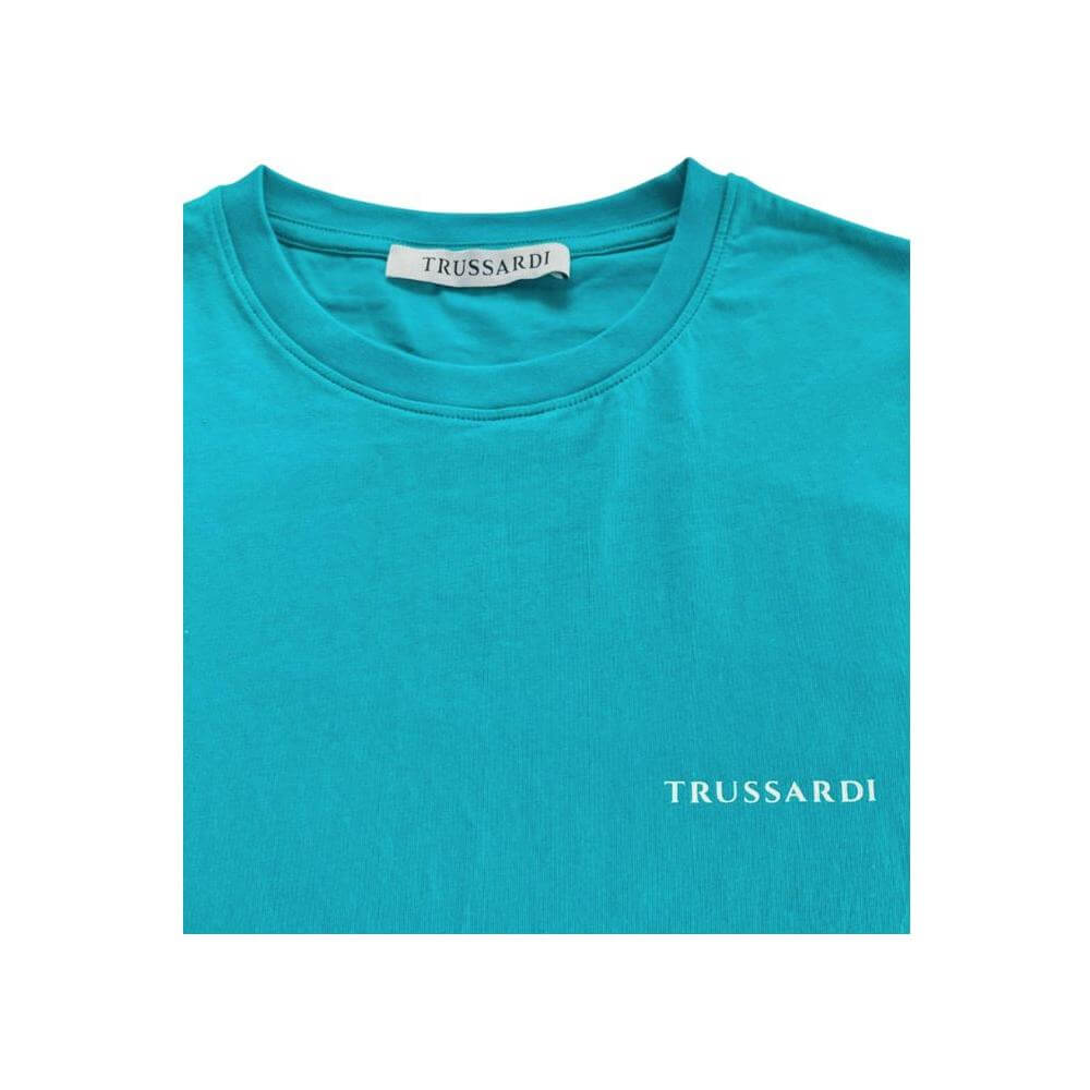 Trussardi Beachwear Light Blue Cotton Men T-Shirt