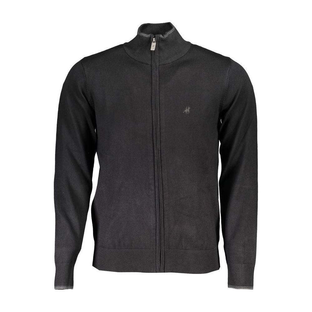 U.S. Grand Polo Elegant Long Sleeve Zip Cardigan with Embroidery U.S. Grand Polo Dark Slate Gray