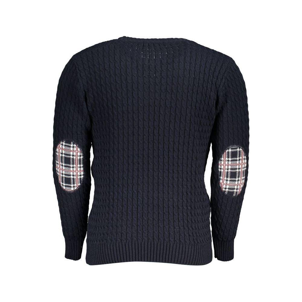 U.S. Grand Polo Elegant Crew Neck Twisted Blue Sweater U.S. Grand Polo Dark Slate Gray