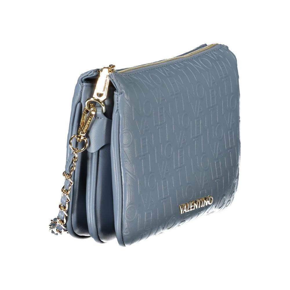 Valentino light blue polyethylene handbag with gold chain and embossed design