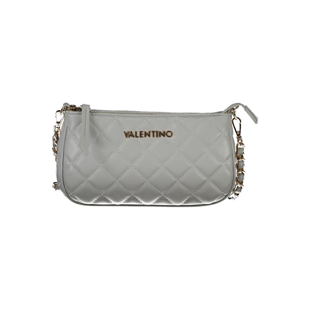 Valentino Bags gray polyethylene women handbag with chain strap and logo detailing, featuring quilted pattern.
