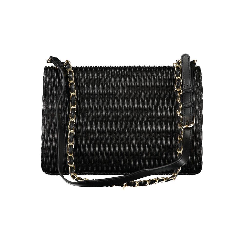 Valentino Bags black polyethylene handbag with gold chain strap, featuring chic design and iconic logo for luxurious style.