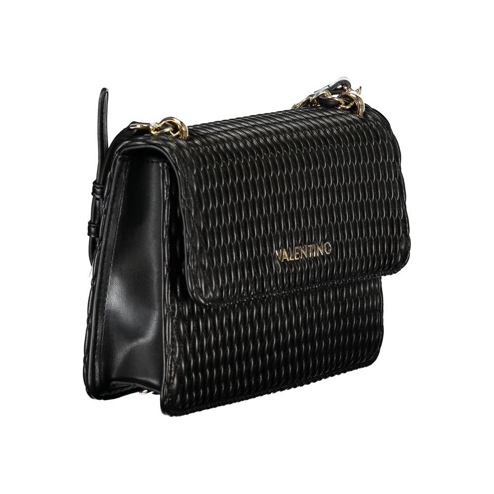 Valentino Bags Black Polyethylene Chain Shoulder Bag for Women, featuring chic design with zip and automatic closure.