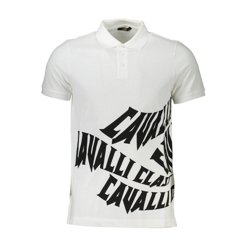 Cavalli Class White Cotton Men Polo Cavalli Class Light Gray