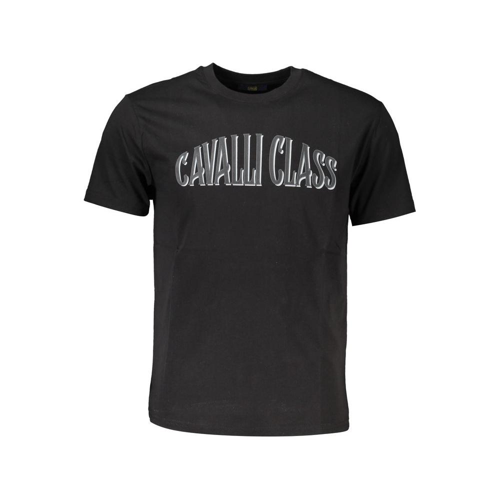 Cavalli Class Black Cotton Men T-Shirt Cavalli Class Dark Slate Gray