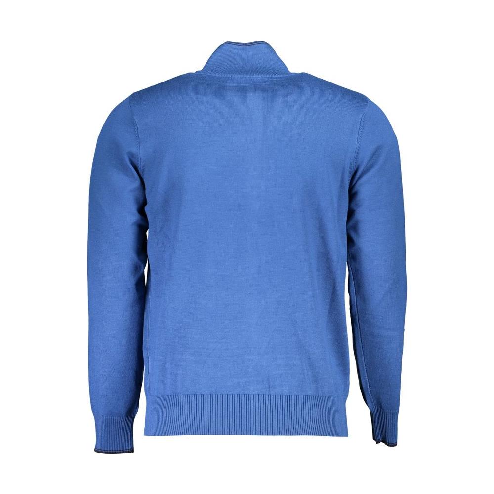 U.S. Grand Polo Elegant Long Sleeve Zip Cardigan with Embroidery U.S. Grand Polo Steel Blue