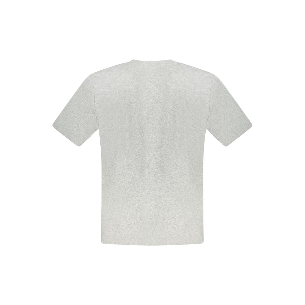 Back view of North Sails gray cotton men's t-shirt with crew neck and short sleeves, showcasing minimalist design.