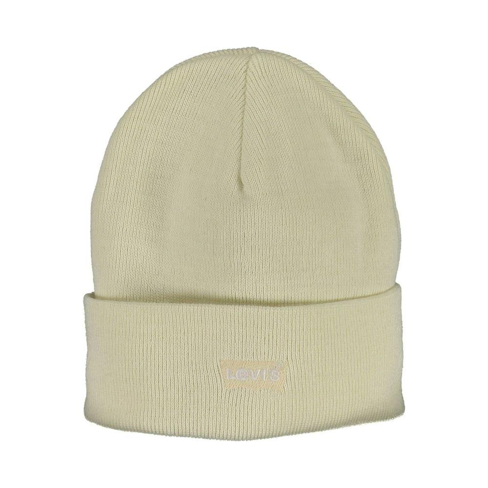 Levi's white acrylic women's hat showcasing embroidered logo, durable and soft, ideal for trendy and comfortable streetwear.
