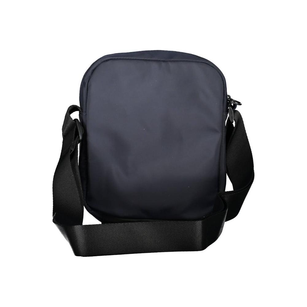 Tommy Hilfiger blue polyester men's shoulder bag with adjustable strap and pockets for organized essentials.