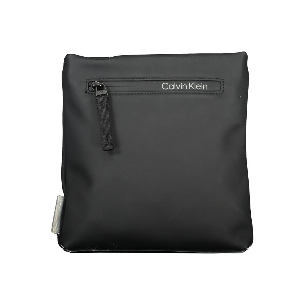 Calvin Klein Sleek Contrast Detail Shoulder Bag with adjustable strap and external pocket, showcasing minimalist modern design.