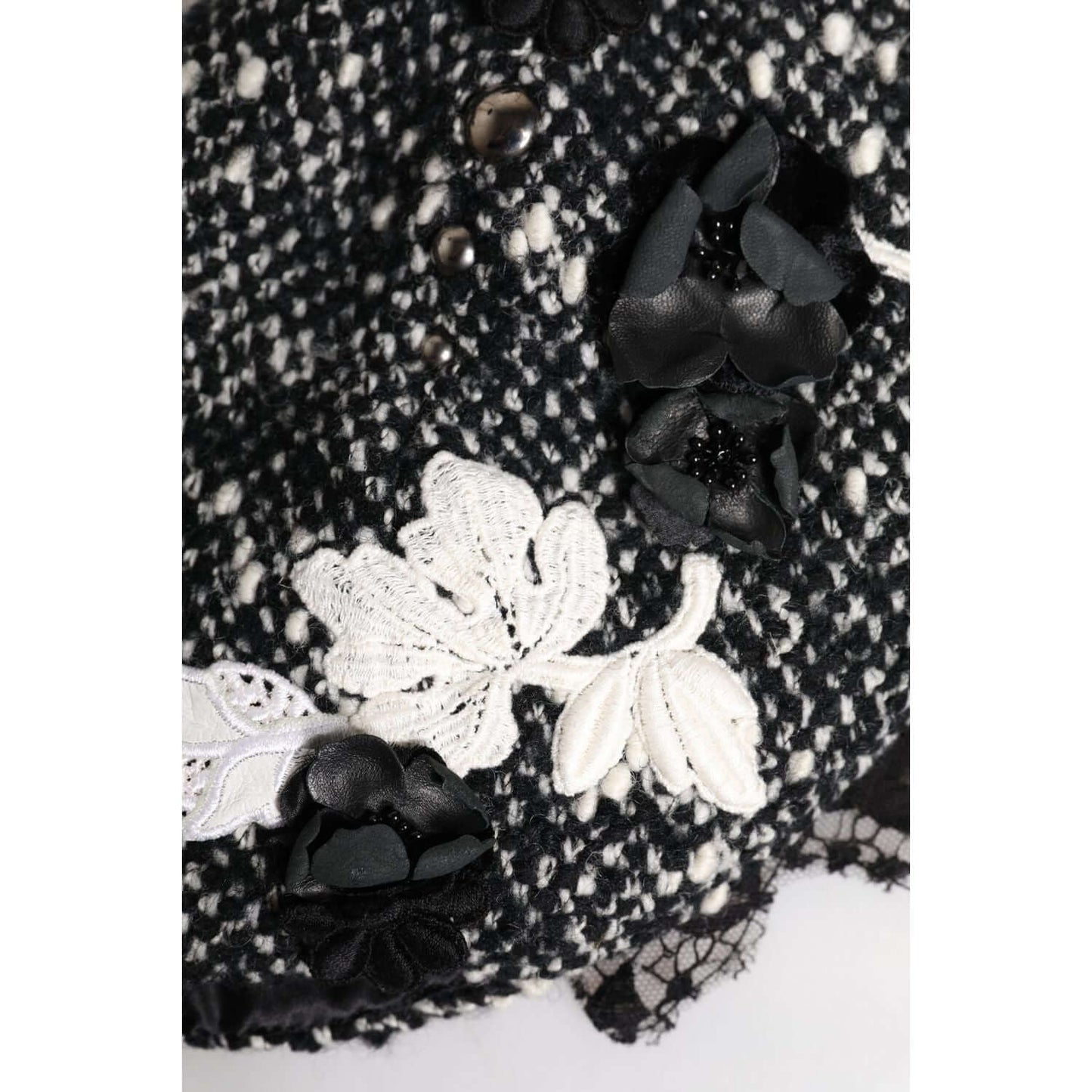Dolce & Gabbana Black Wool White Floral Embellished Cloche Hat Dolce & Gabbana Light Gray