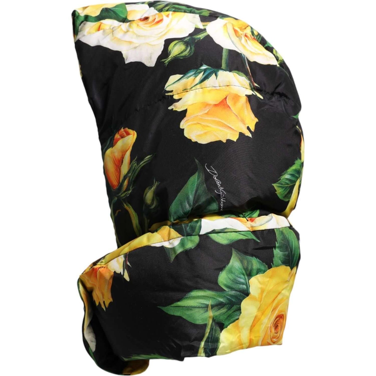 Dolce & Gabbana Black Floral Print Whole Head Wrap Hat Dolce & Gabbana Light Goldenrod