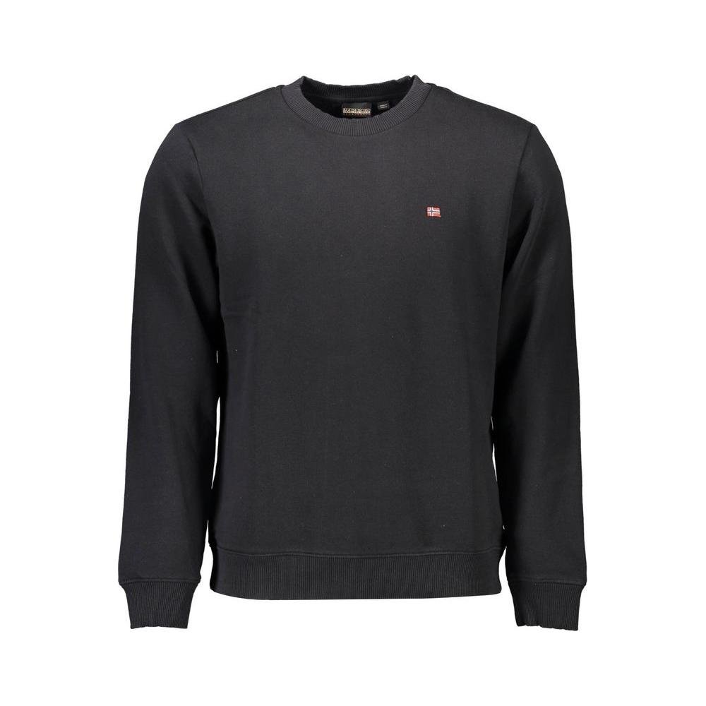 Napapijri Black Cotton Men Sweater Napapijri Dark Slate Gray