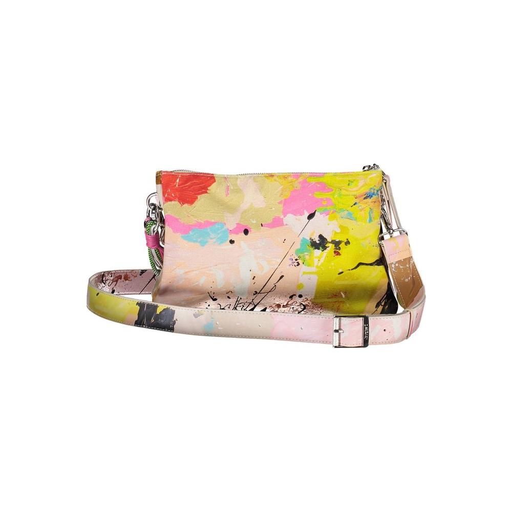 Colorful abstract print handbag with adjustable strap, ideal for women's daily essentials and versatile style.