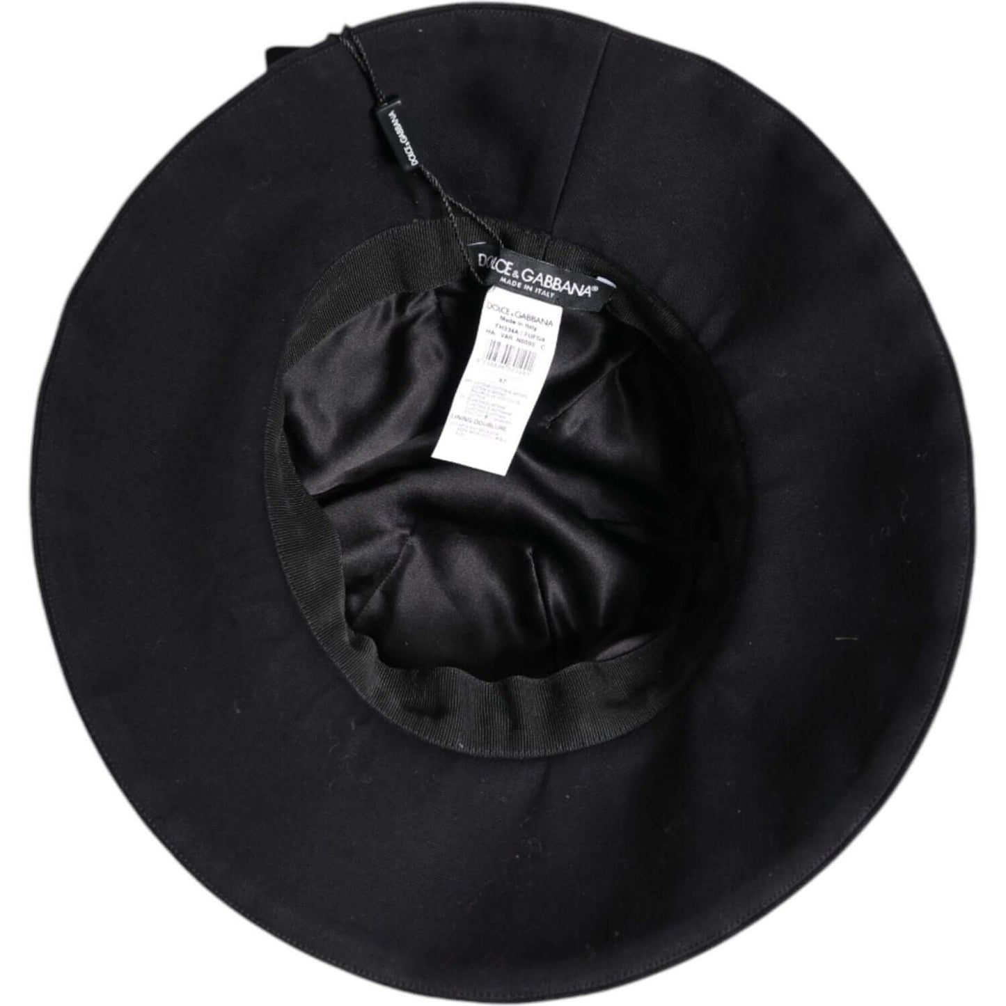 Dolce & Gabbana Black Cotton Wide Brim Bucket Hat Dolce & Gabbana Black