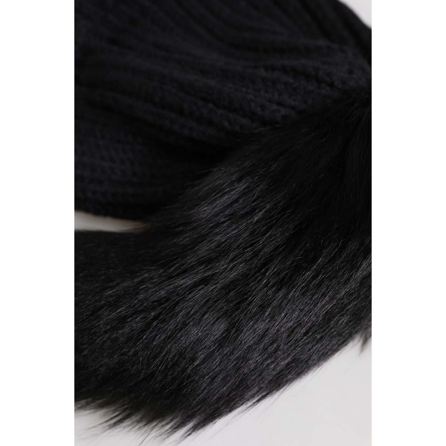 Dolce & Gabbana Black Acrylic Knitted Fur Winter Beanie Hat Dolce & Gabbana Black