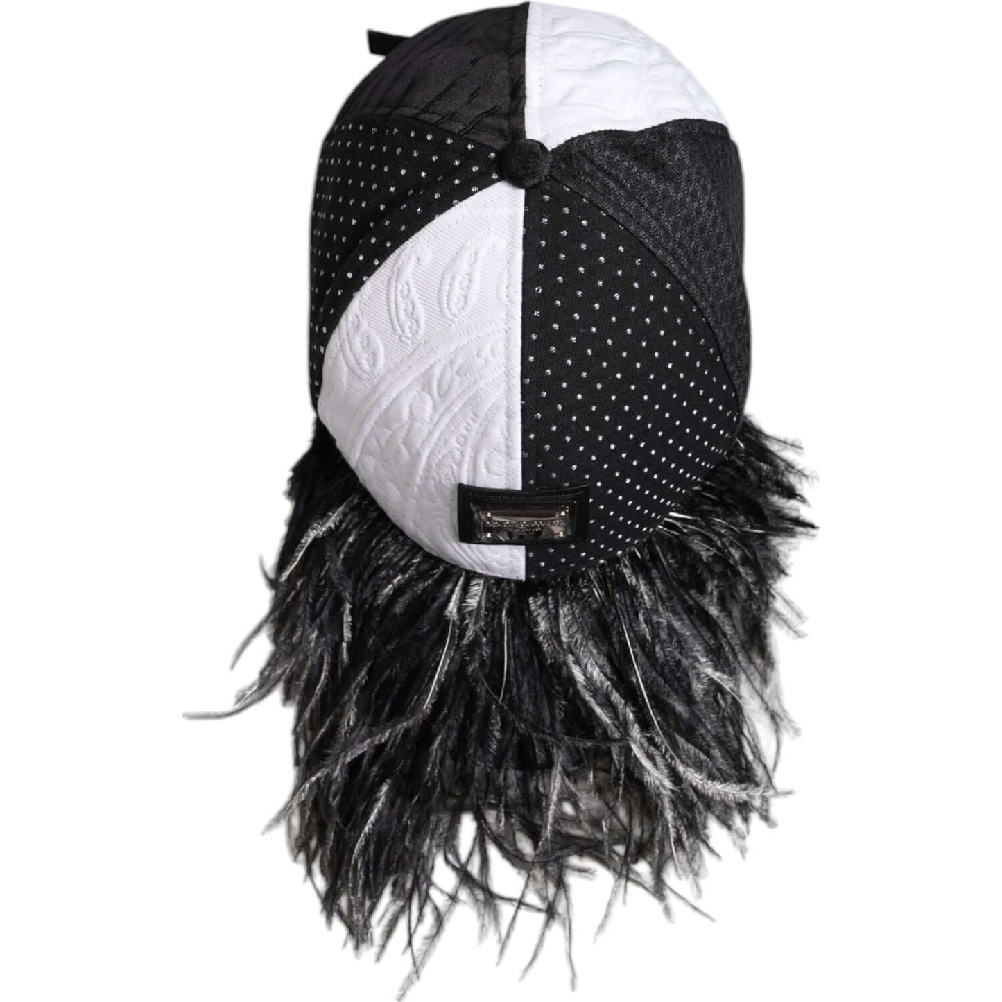 Dolce & Gabbana White Black Polka Dot Feathers Baseball Cap Dolce & Gabbana Light Gray