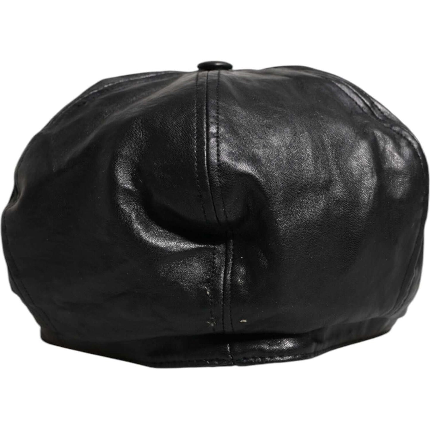 Dolce & Gabbana Black Calf Newsboy Capello Cabbie Hat Dolce & Gabbana Dark Slate Gray