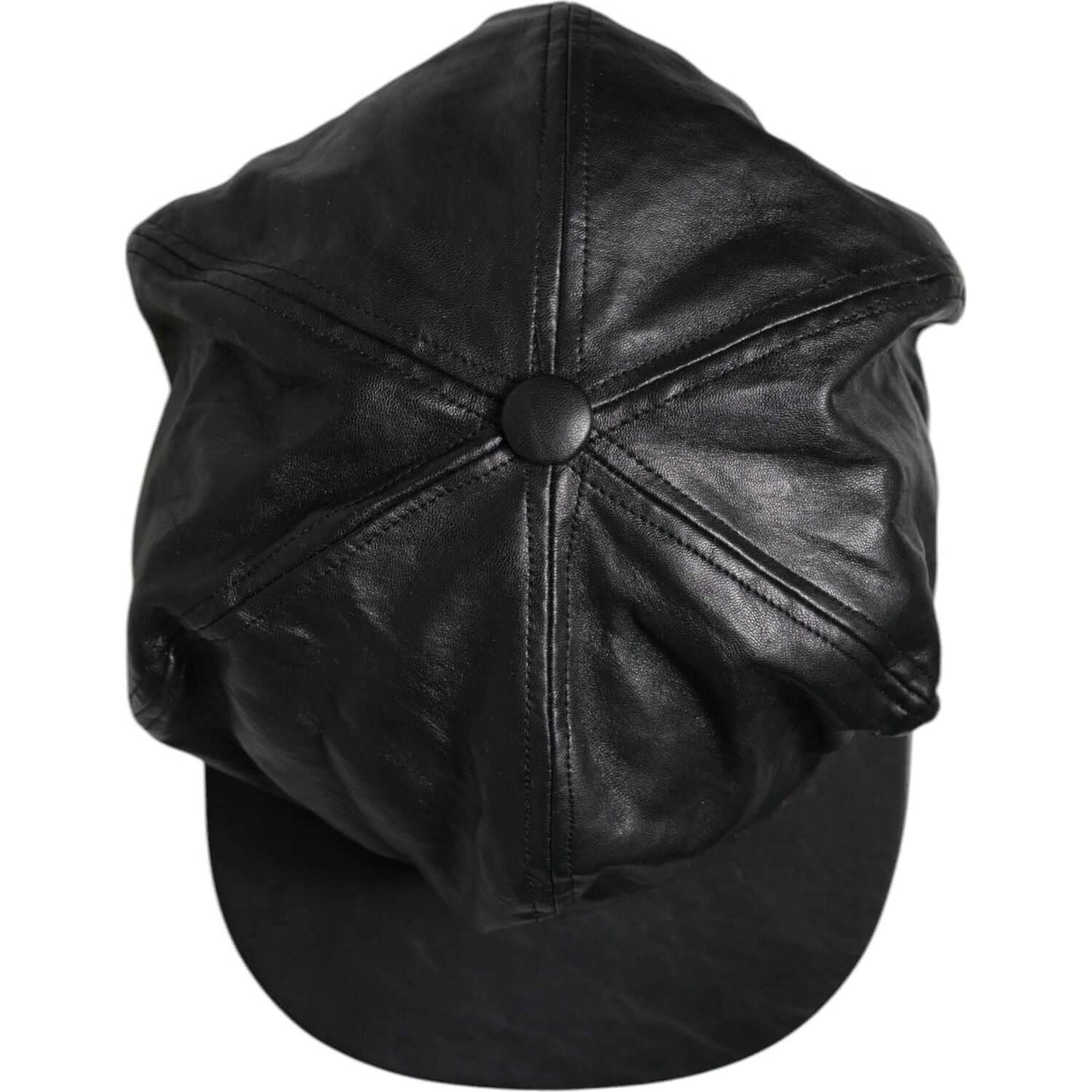 Dolce & Gabbana Black Calf Newsboy Capello Cabbie Hat Dolce & Gabbana Dark Slate Gray