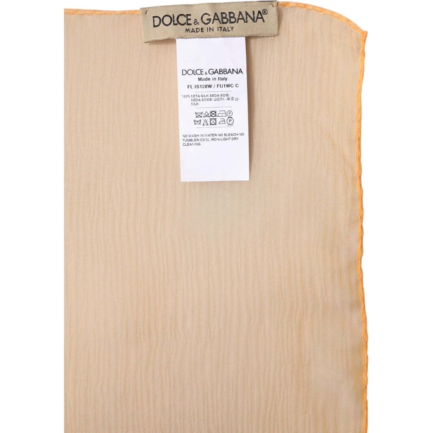 Dolce & Gabbana Orange Silk Rectangle Wrap Shawl Scarf Dolce & Gabbana Tan