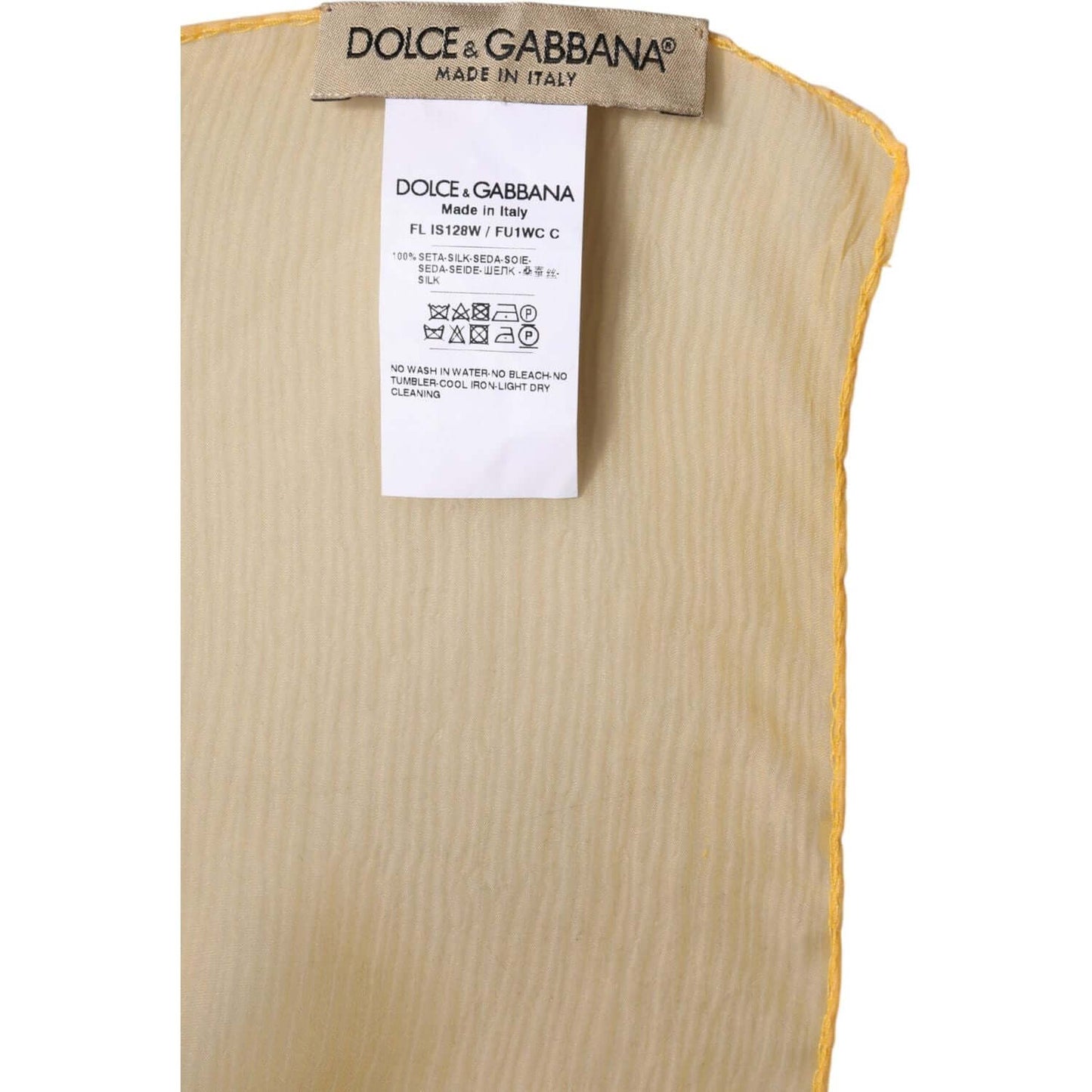 Dolce & Gabbana Yellow Silk Rectangle Wrap Shawl Scarf Dolce & Gabbana Tan