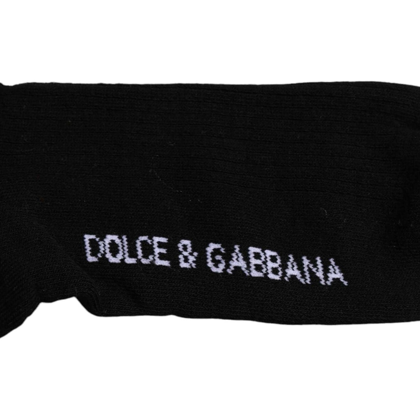 Dolce & Gabbana Black Cotton DG Logo Mid Calf Men Socks Dolce & Gabbana Black