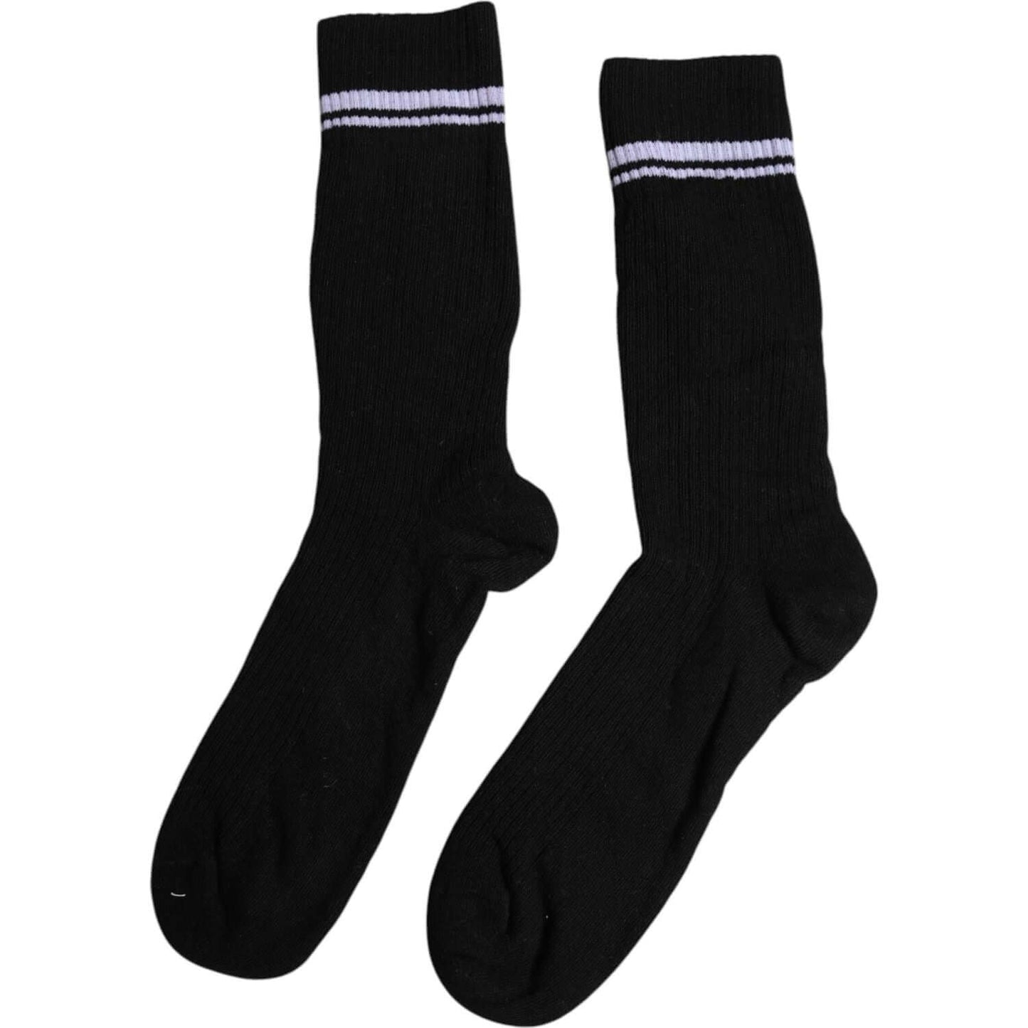 Dolce & Gabbana Black Cotton DG Logo Mid Calf Men Socks Dolce & Gabbana Black