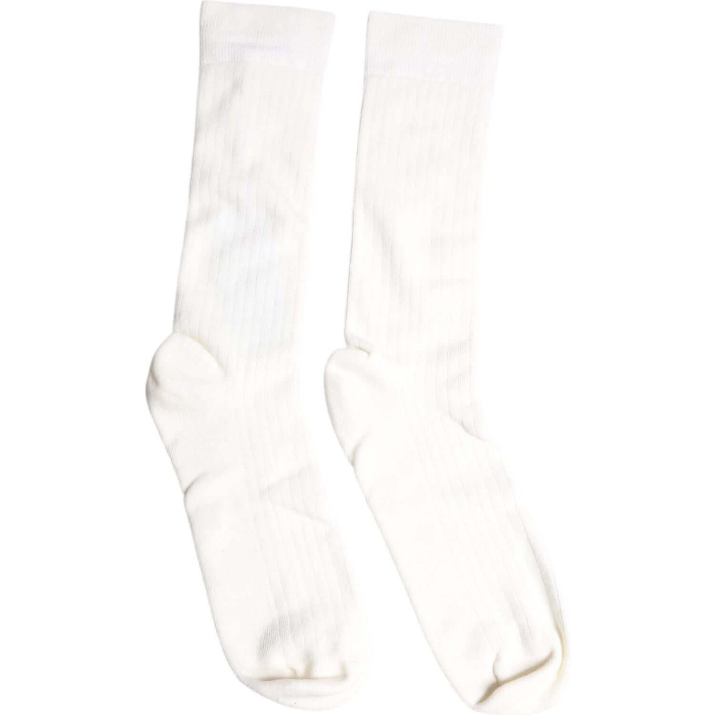 Dolce & Gabbana White Cotton Solid Mid Calf Men Socks Dolce & Gabbana White Smoke