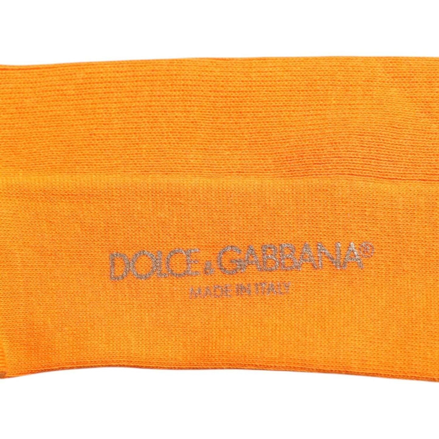 Dolce & Gabbana Orange Cotton Logo Over The Calf Socks Dolce & Gabbana Goldenrod