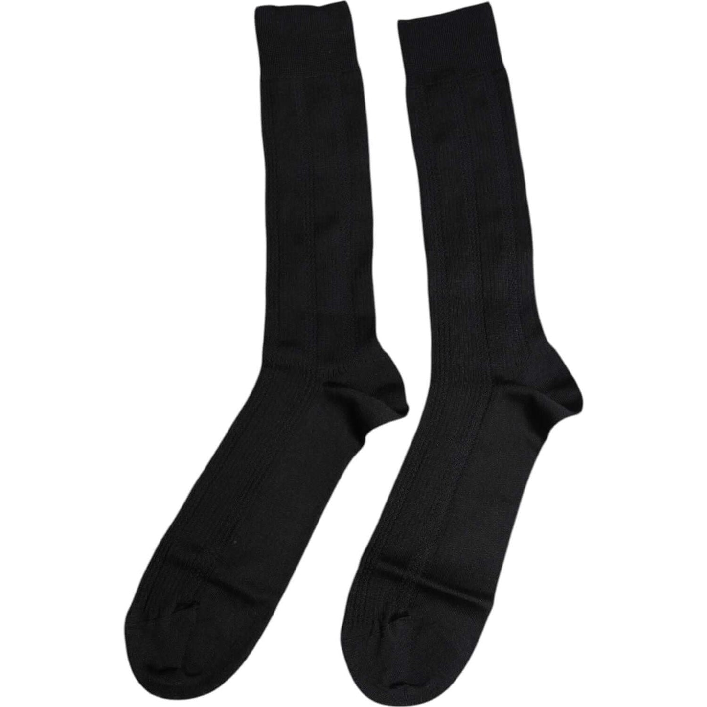 Dolce & Gabbana Black Stretch Logo Mid Calf Men Socks Dolce & Gabbana Black
