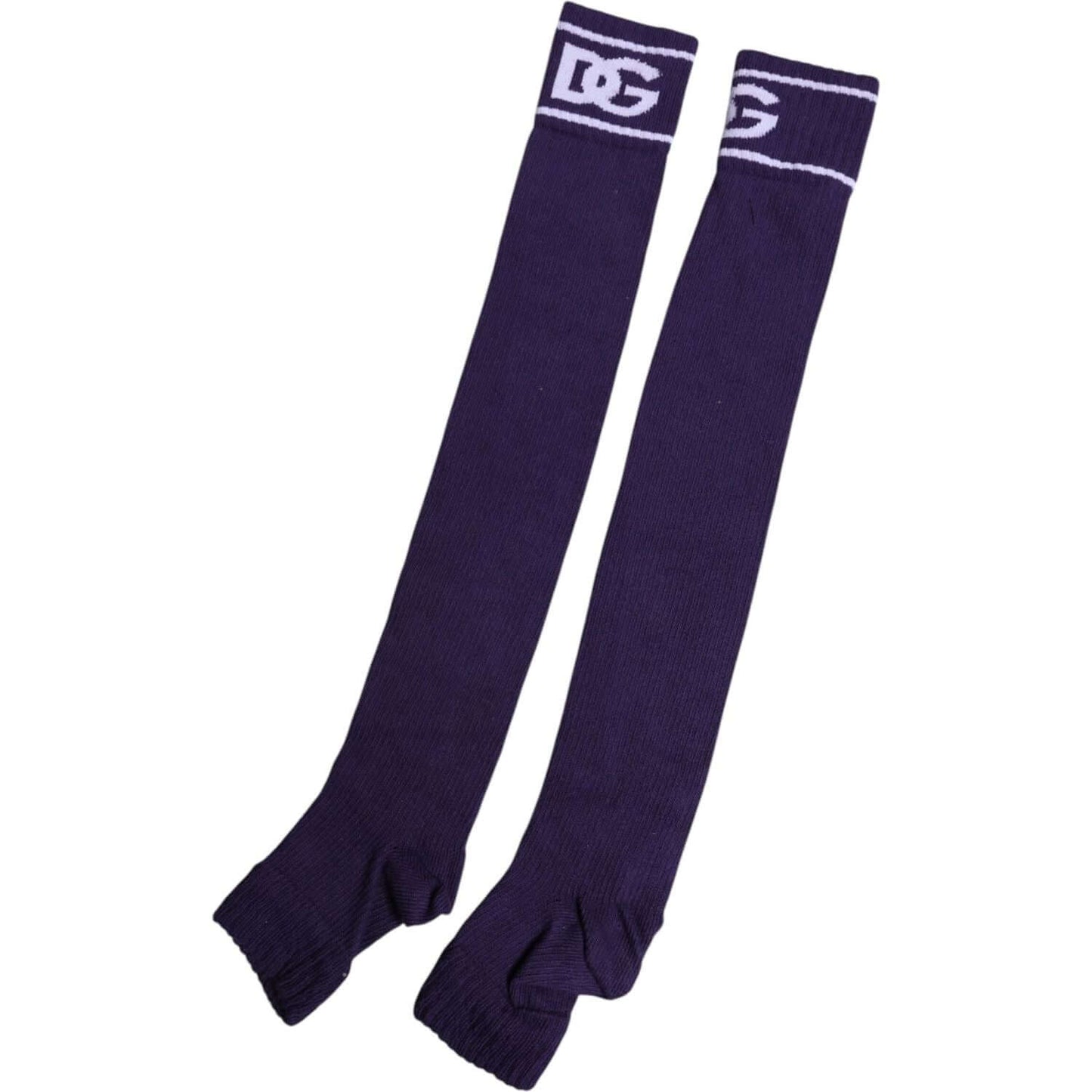 Dolce & Gabbana Purple Cotton DG Logo Print Open Toe Socks Dolce & Gabbana Dark Slate Gray