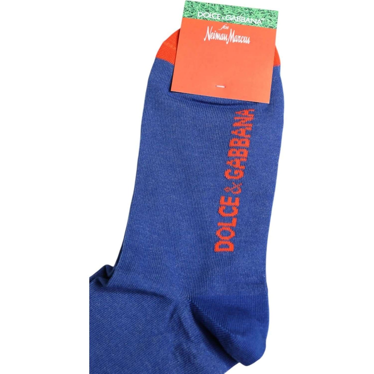 Dolce & Gabbana Blue Cotton DG Logo Print Mid Calf Socks Dolce & Gabbana Dark Slate Blue