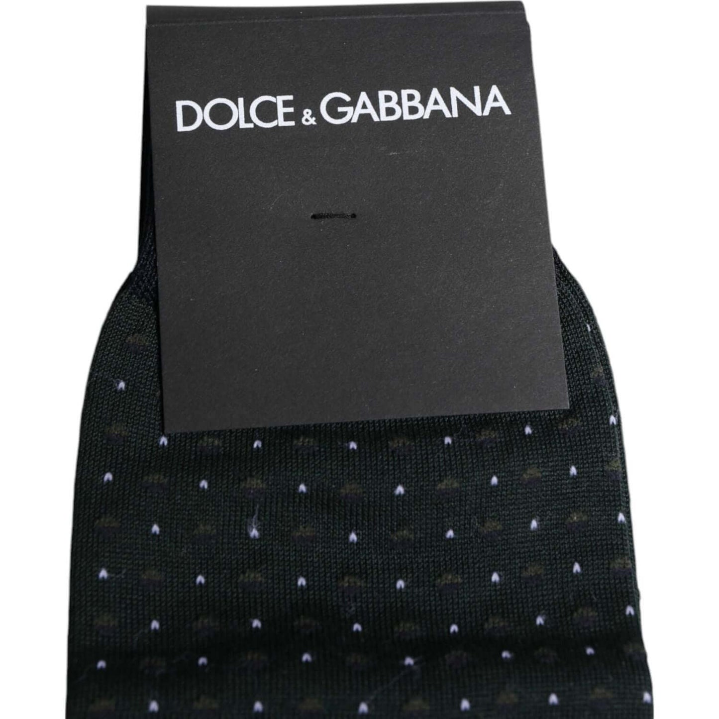 Dolce & Gabbana Black Polka Dots Cotton Mid Calf Socks Dolce & Gabbana Dark Slate Gray
