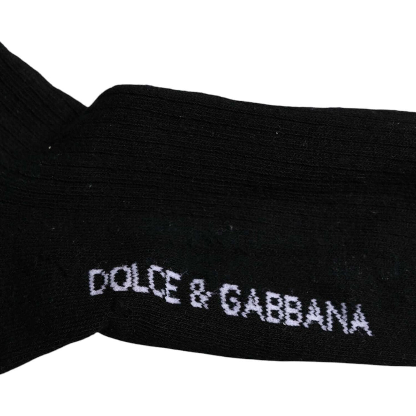 Dolce & Gabbana Black DG Logo Print Cotton Mid Calf Socks Dolce & Gabbana Black