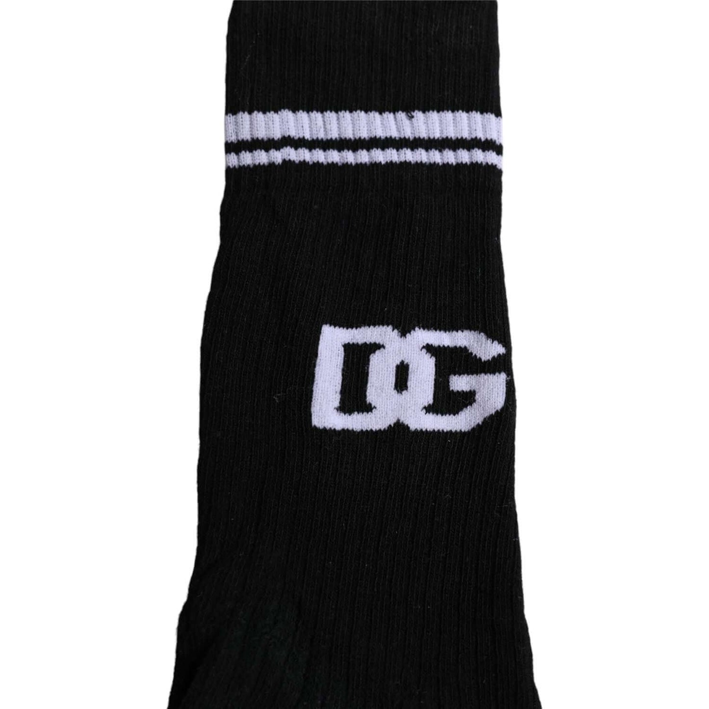 Dolce & Gabbana Black DG Logo Print Cotton Mid Calf Socks Dolce & Gabbana Black