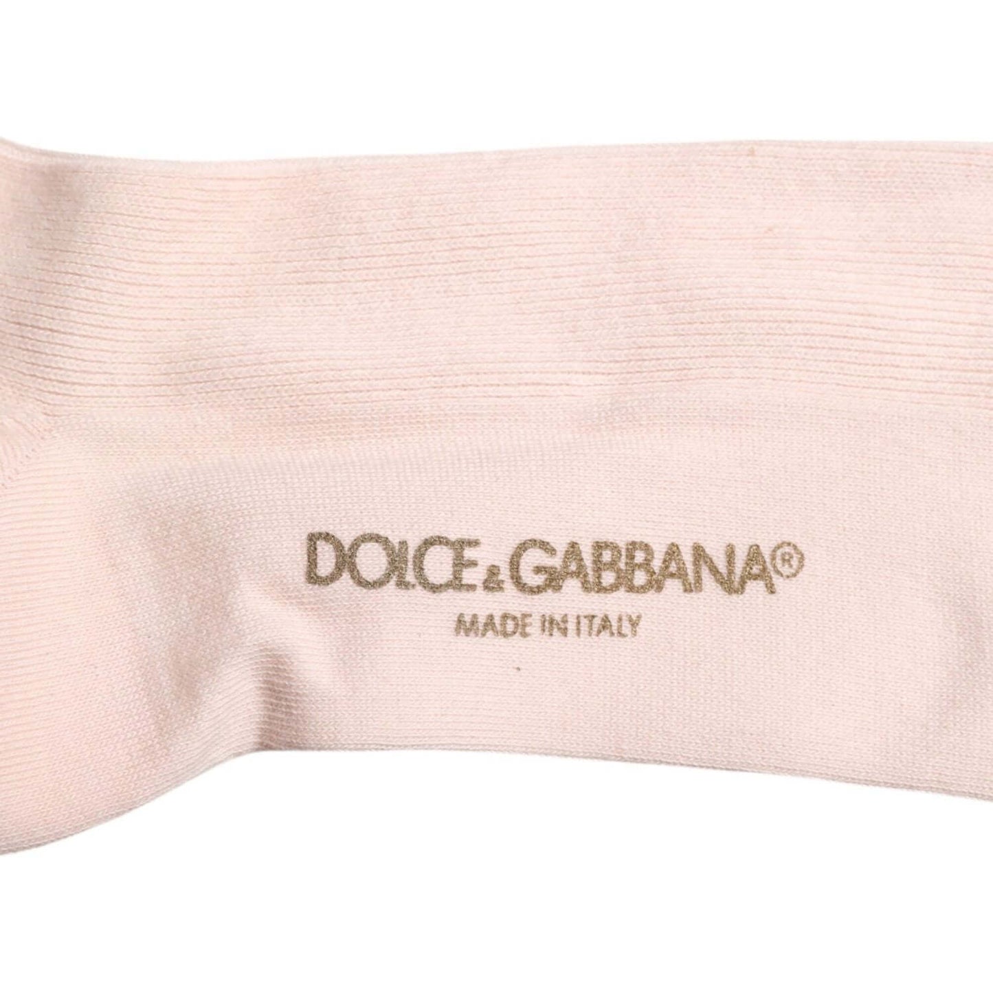 Dolce & Gabbana Ivory Cotton Stretch Logo Over Calf Socks Dolce & Gabbana Antique White